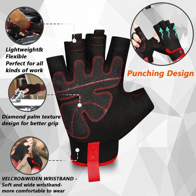 Safety Gloves - Manufacturer - 5MM Half-Finger Wear-Resistant Anti-Slip Anti-Vibration