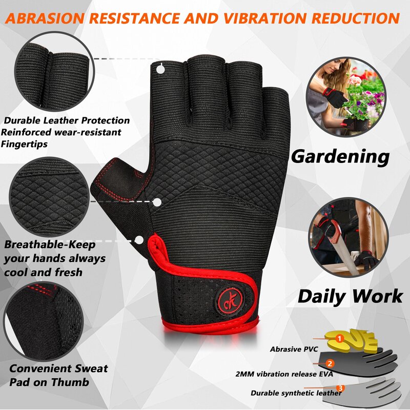 Safety Gloves - Manufacturer - 5MM Half-Finger Wear-Resistant Anti-Slip Anti-Vibration