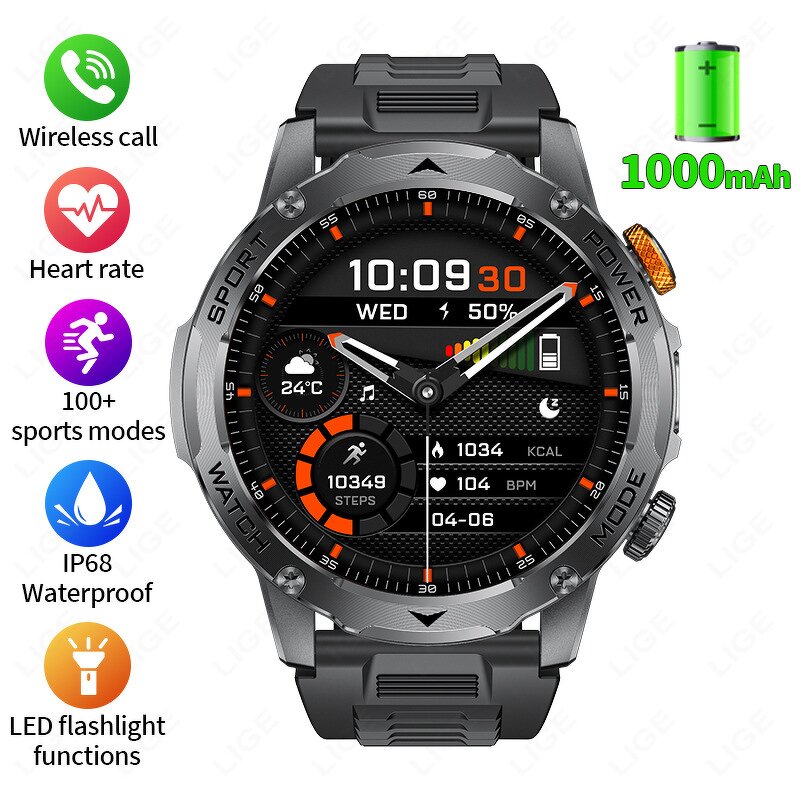 Smart Watch Manufacturer - LIGE 100+ Sports Modes 1.7" HD Touch IP68 1000mAh