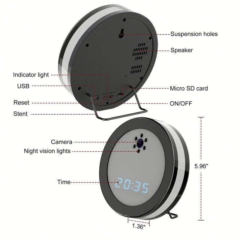 Home Security Camera Manufacturer - 1080P Clock Video Wide Angle 2 Way Audio