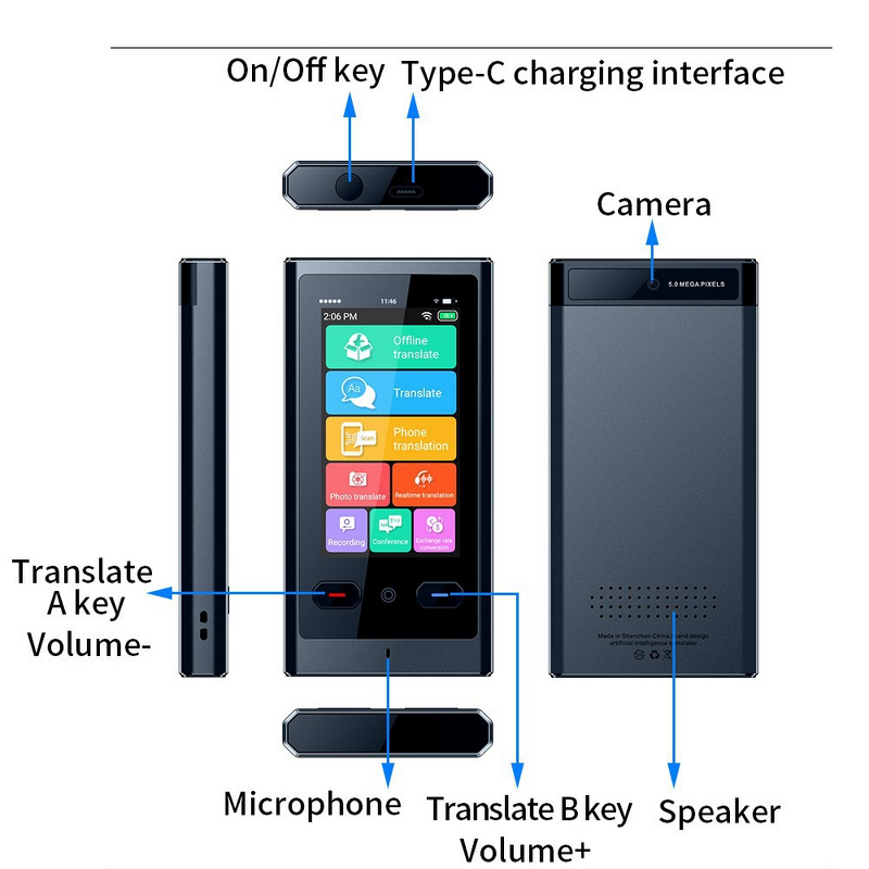 Smart AI Translator Manufacturer - Z9 Multi-Language Offline Photo Android IPS