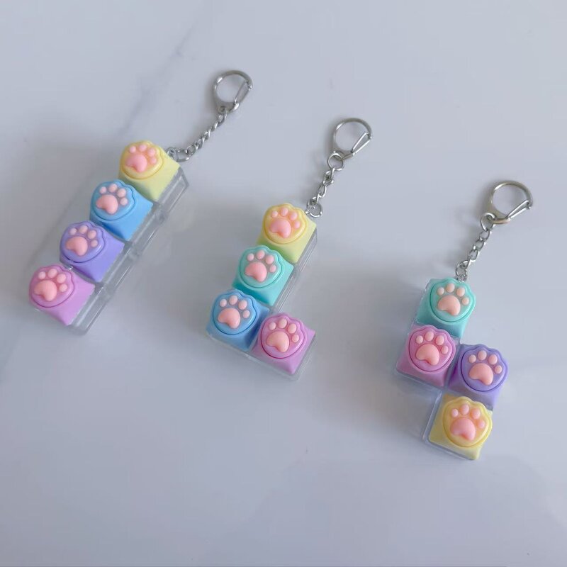 Mechanical Keychain Manufacturer - LED Light Fidget Clicker Cat Paw Keycap