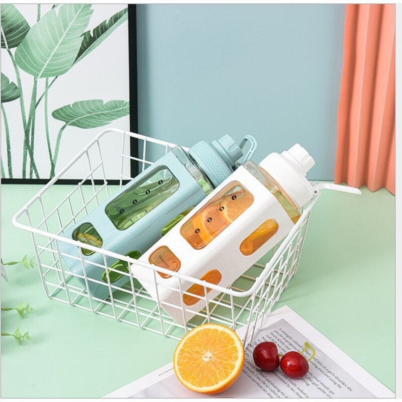 Plastic Sports Water Bottle Manufacturer - 700ML Double-Layer Square with Straw