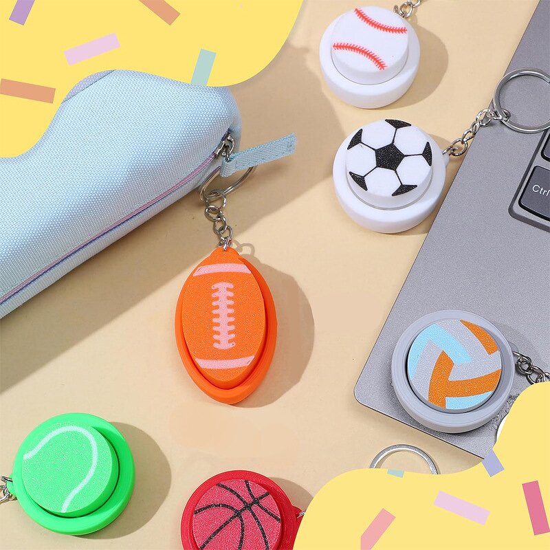 Sports Ball Fidget Clicker - Custom 3D Printed Basketball Football Baseball Keychain