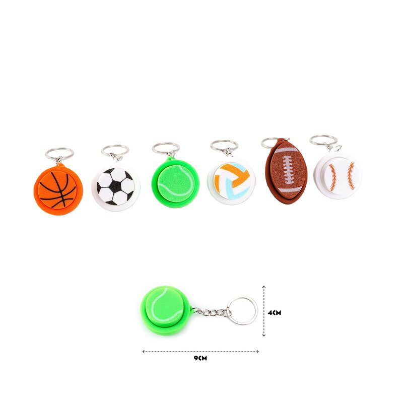 Sports Ball Fidget Clicker - Custom 3D Printed Basketball Football Baseball Keychain