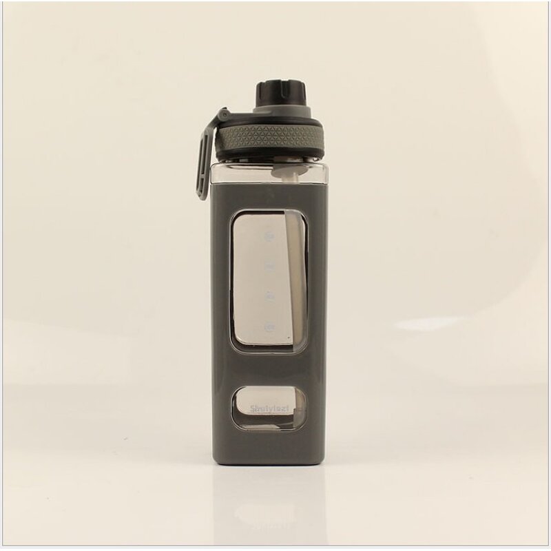 Plastic Sports Water Bottle Manufacturer - 700ML Double-Layer Square with Straw