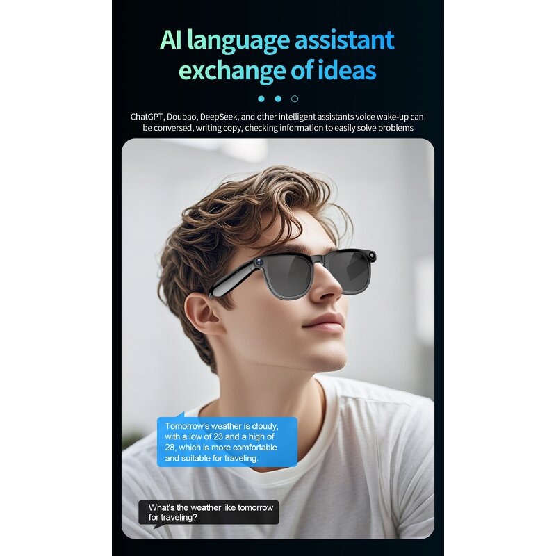 Smart Sunglasses - Manufacturer - BT5.4 Camera Live Recording 100+ Languages Sun Protection
