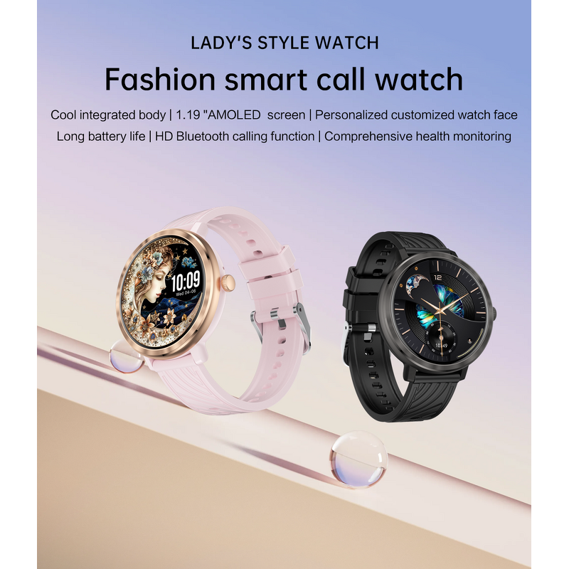 Smartwatch - Manufacturer - 2026 Women Pink AMOLED BT Call Heart Rate Fitness Aluminum