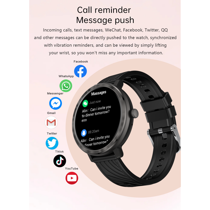 Smartwatch - Manufacturer - 2026 Women Pink AMOLED BT Call Heart Rate Fitness Aluminum