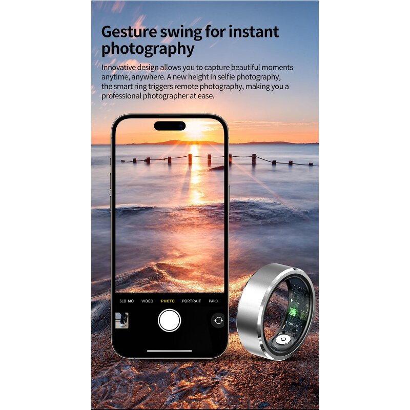 2026 New R05 Steel Health Smart Ring Fitness Tracker Heart Rate Blood Oxygen Monitoring 5ATM Waterproof 5-10 Days Battery