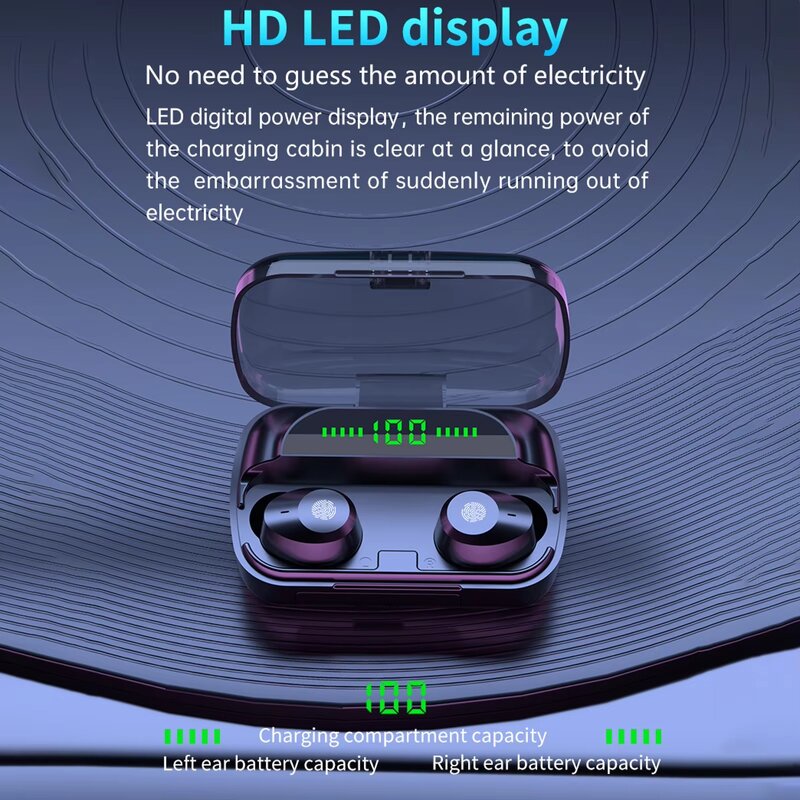TWS Earphones - Manufacturer - M5 LED Display Wireless Charging IPX7 Digital Indicator