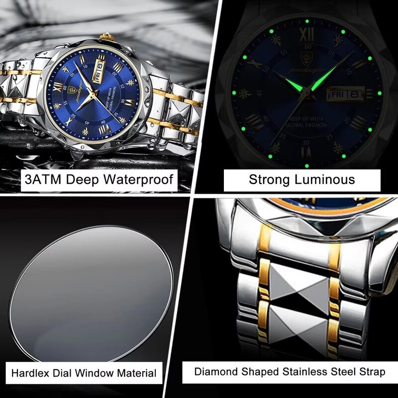 Diver Watch - Manufacturer - 615 Luxury Men Business Waterproof Luminous Date Week Quartz