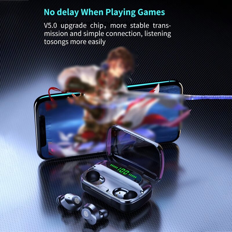 TWS Earphones - Manufacturer - M5 LED Display Wireless Charging IPX7 Digital Indicator