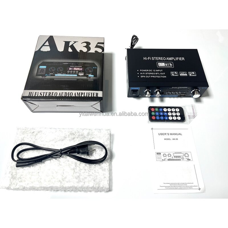Digital Amplifier - Manufacturer - AK35 Mini HIFI 800W 2-Channel 12V USB FM Remote 30W