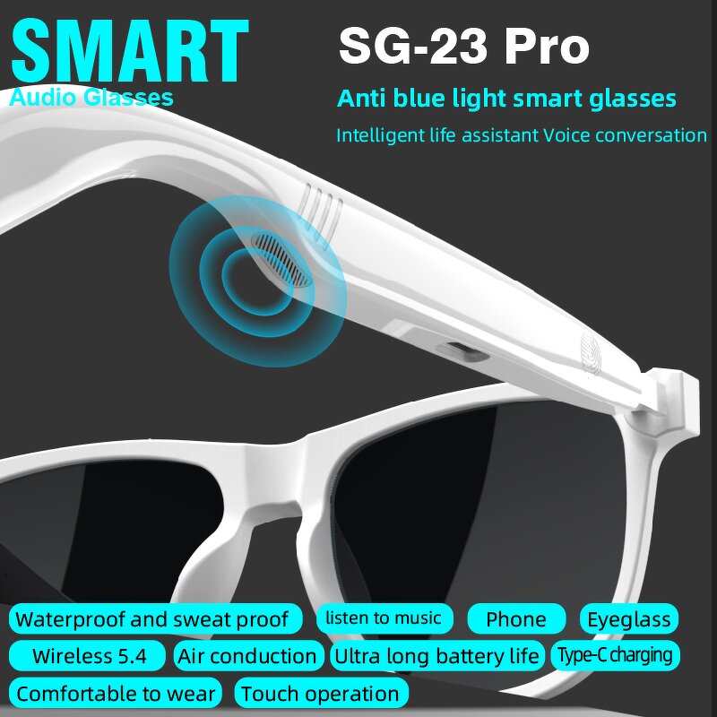 Smart Audio Glasses - Manufacturer - SG23 Pro UV Anti-Blue Voice Assistant Music Call