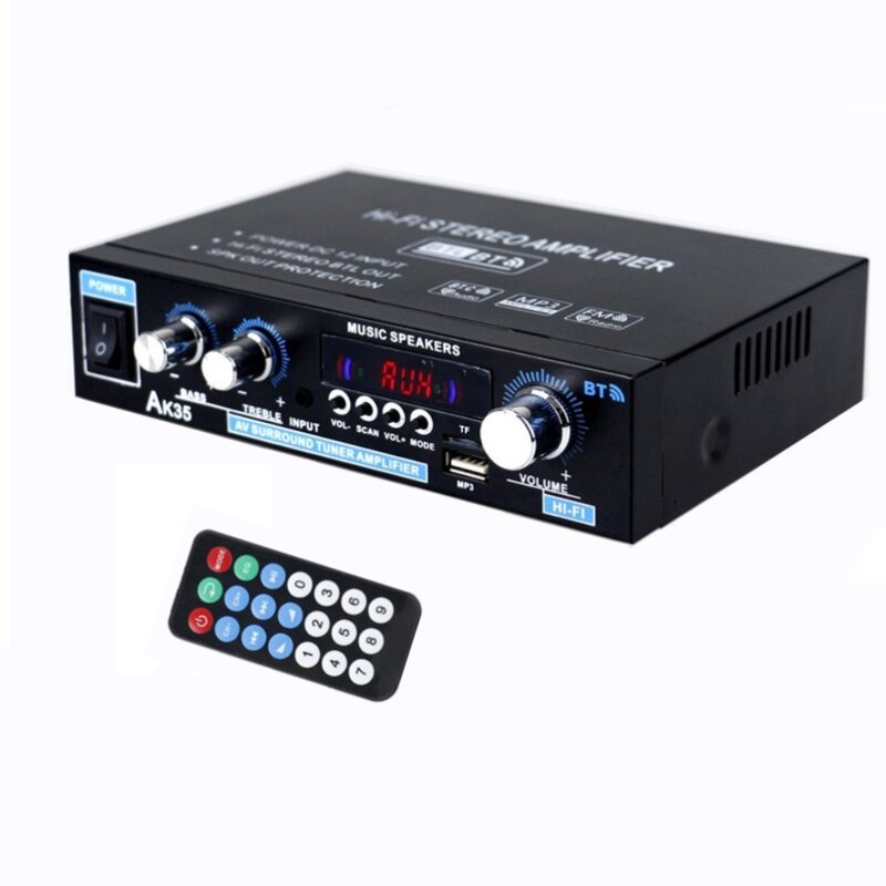 Digital Amplifier - Manufacturer - AK35 Mini HIFI 800W 2-Channel 12V USB FM Remote 30W