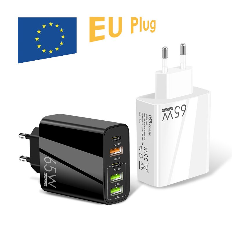 PD Charger - Manufacturer - 65W 3.1 Portable Travel US UK EU Adapters iPhone Fast
