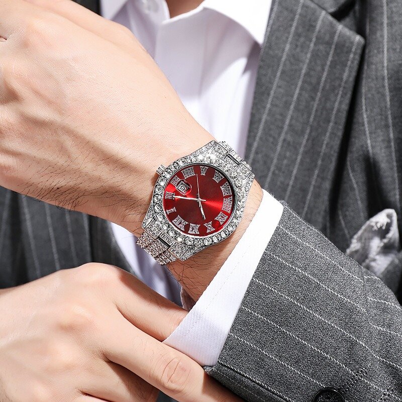 Quartz Watch - Manufacturer - Men 42mm Steel Roman Diamond Crystal Shanghai Quartz