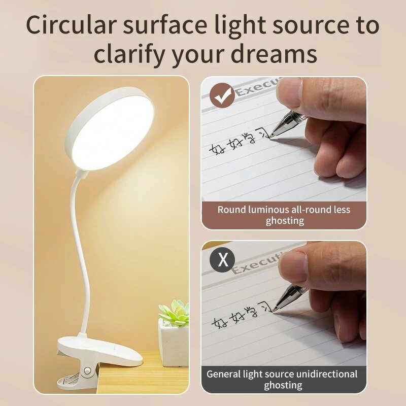 Desk Lamp - Manufacturer - USB Rechargeable Clip 3 Modes Dimming Eye Protection Reading