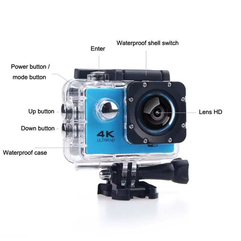 Action Camera - Manufacturer - D800S-WIFI 4K Waterproof Remote Loop Recording Car Mode