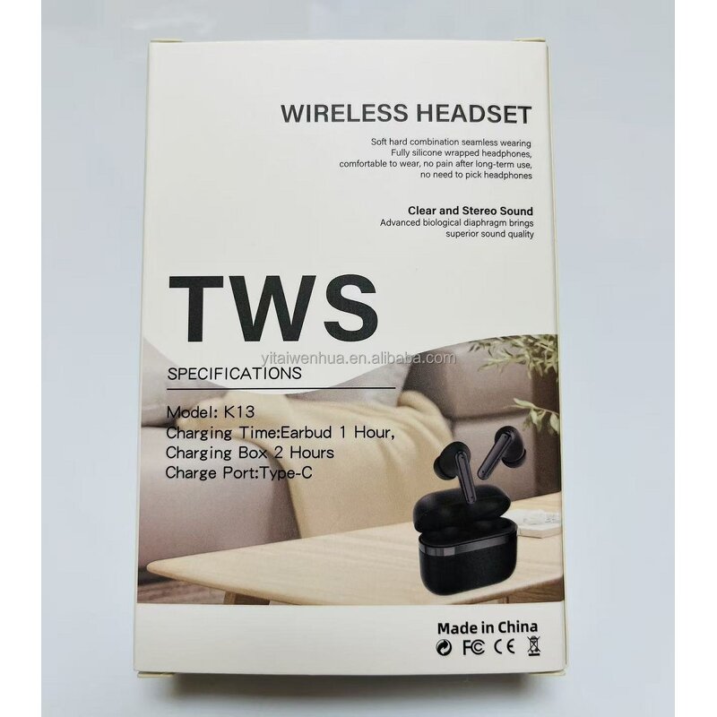 TWS Earphones - Manufacturer - K13 IPX4 Touch Control Noise Cancelling In-Ear Gaming