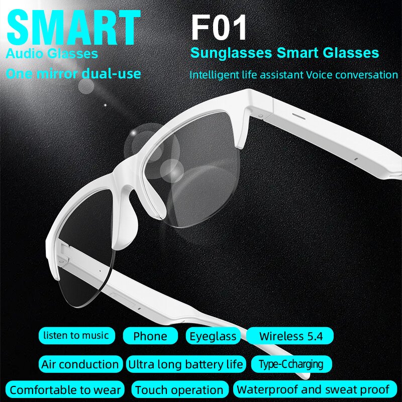 Smart Glasses - Manufacturer - F01 On-Ear LED Mic Noise Reduction Driving Cycling Sports