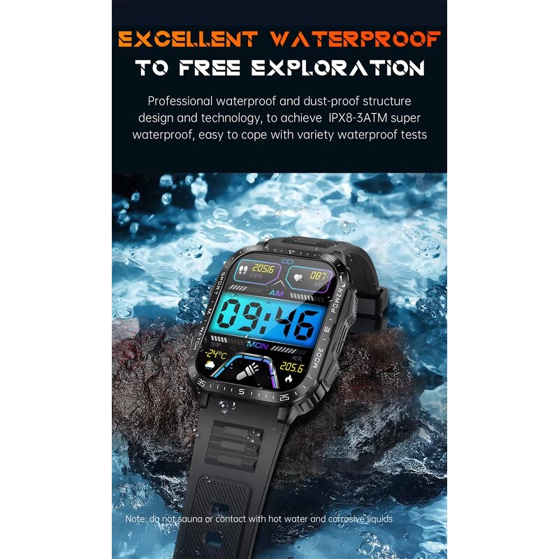 Smartwatch - Manufacturer - KT79 1.96" IPS 30M UV 79 Alarm Compass 7-15 Days Battery