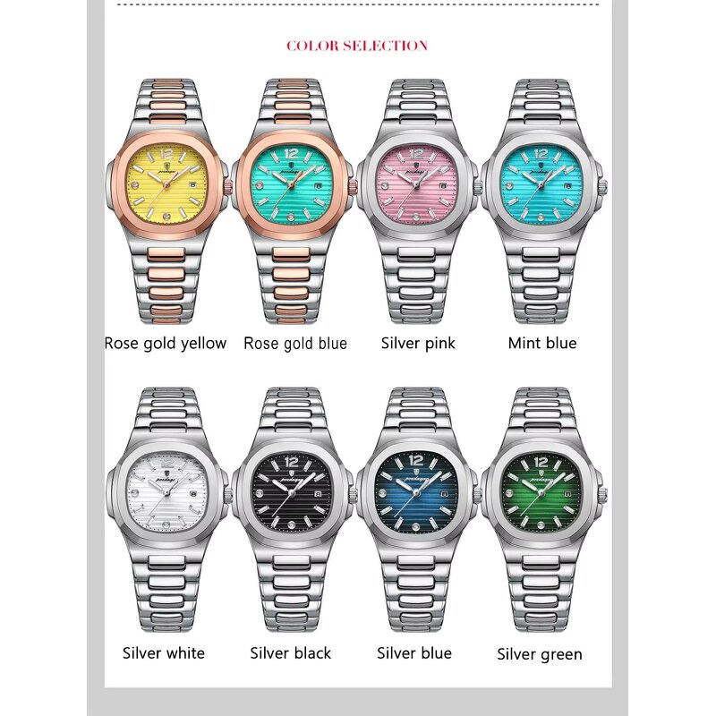 Quartz Watch - Manufacturer - 708 Ladies Antique Square Waterproof Luminous Date Stainless