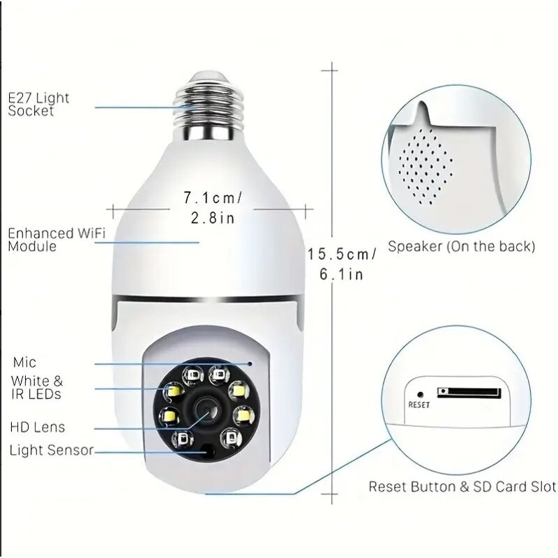 Light Bulb Camera - Manufacturer - Mini IP E27 5G/2.4G Night Vision Hidden Cloud WiFi