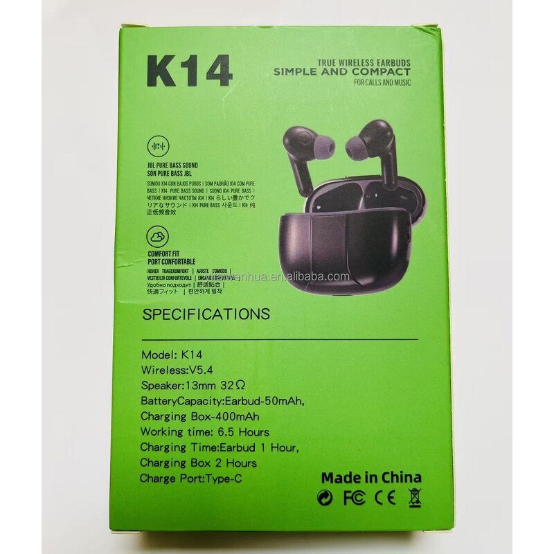 TWS Earphones - Manufacturer - K14 IPX4 Touch Control Noise Cancelling In-Ear Gaming