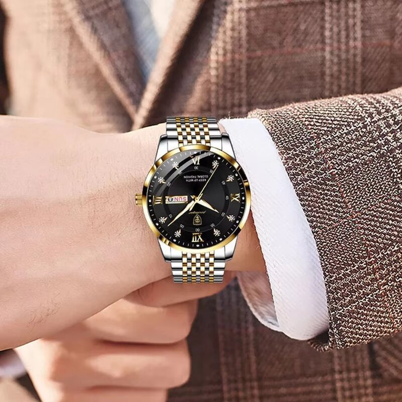 Quartz Watch - Manufacturer - 836 Men Antique 40mm 3BAR Luminous Calendar Square Alloy