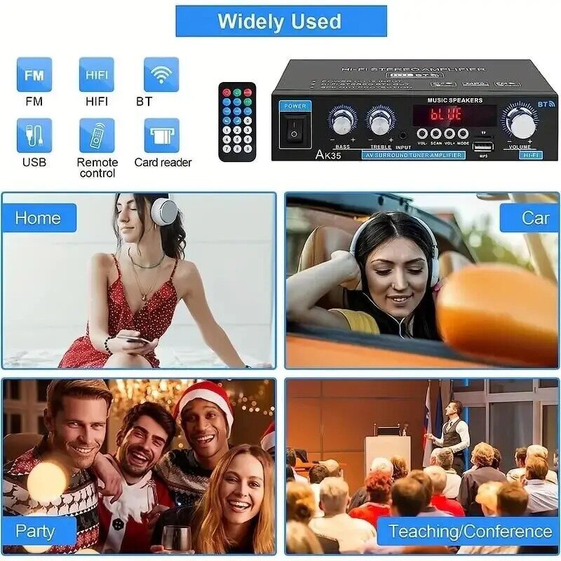 Digital Amplifier - Manufacturer - AK35 Mini HIFI 800W 2-Channel 12V USB FM Remote 30W