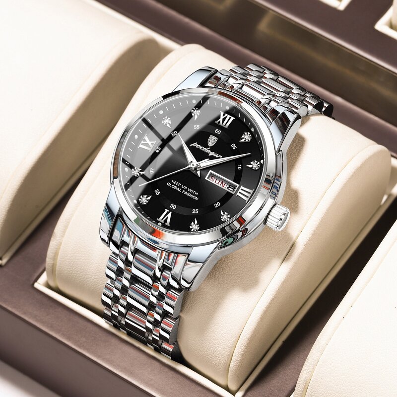 Quartz Watch - Manufacturer - 936 Men Fashion Waterproof Luminous Calendar Stainless Steel