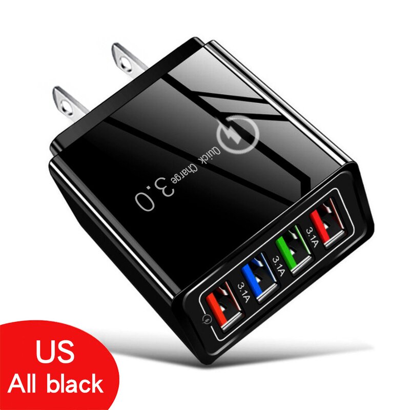 USB Charger - Manufacturer - 3.1A 4Port Portable Phone Charger US UK EU Adapters