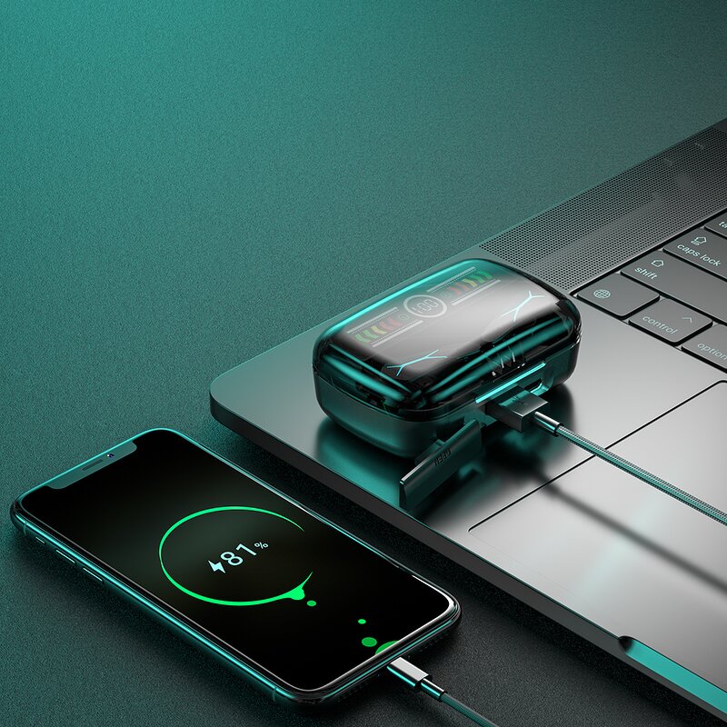 TWS Earbuds - Manufacturer - M12 Open-Ear LED Battery Noise Cancelling Waterproof Gaming