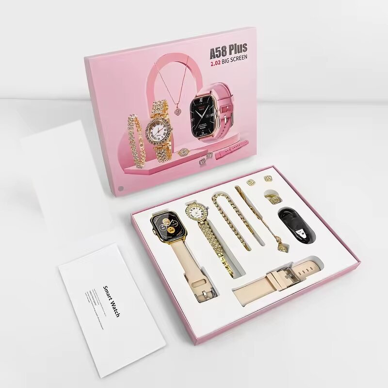 Smart Watch Gift Pack - Manufacturer - A58 41-43mm IP67 Bracelet Ring Earrings Necklace