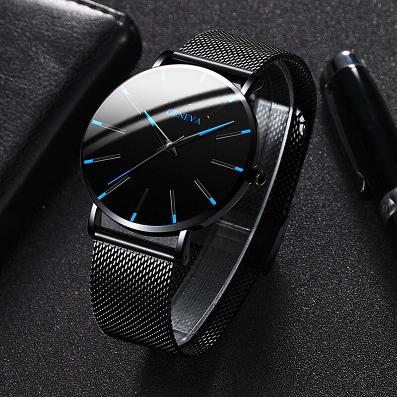 Quartz Watch - Manufacturer - Men Minimalist 40mm Stainless Steel Mesh Belt Crystal