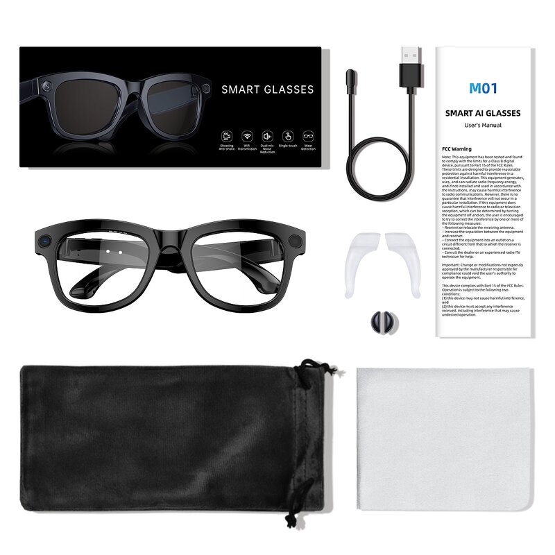 Smart Sunglasses - Manufacturer - M01 5.3 500W Camera UV400 Transparent Lenses AI