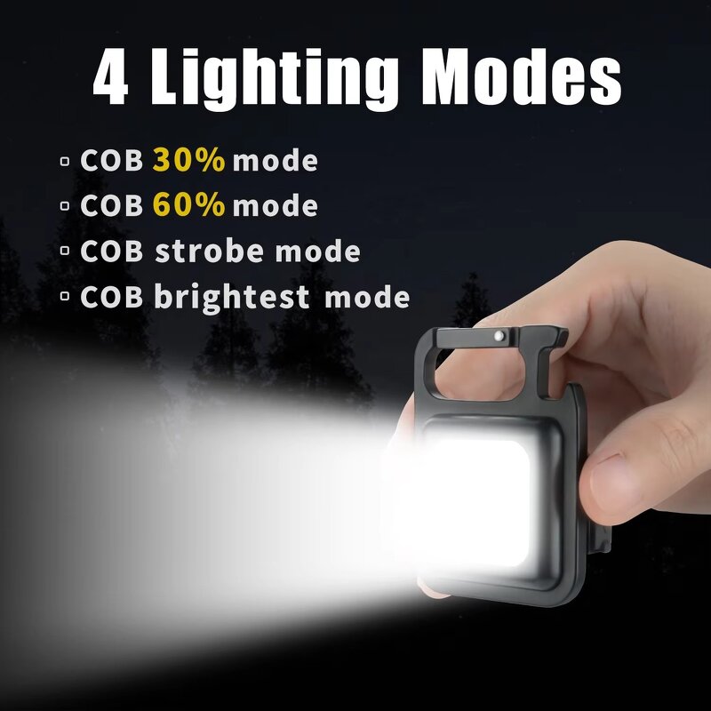 Keychain Flashlight - Manufacturer - 500mAh COB USB Charging Magnet 4 Modes Camping Home