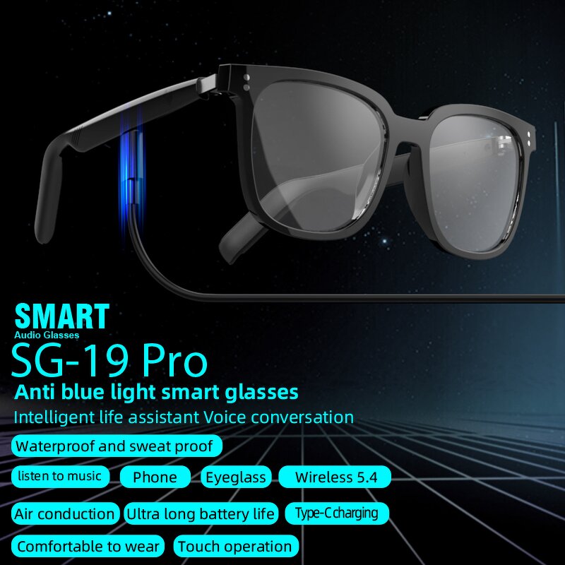 Smart Audio Glasses - Manufacturer - Bluebay SG19 Pro Foldable Clip-on Type-C Music Mic