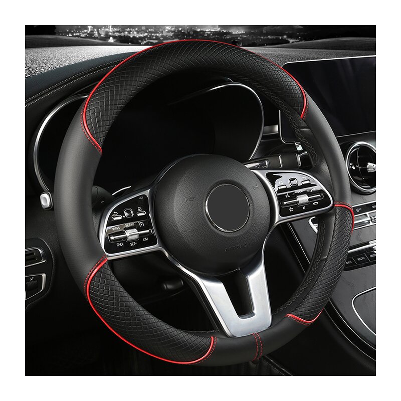 Steering Wheel Cover Manufacturer - Anti-Slip Leather Universal 38cm Shape O & D