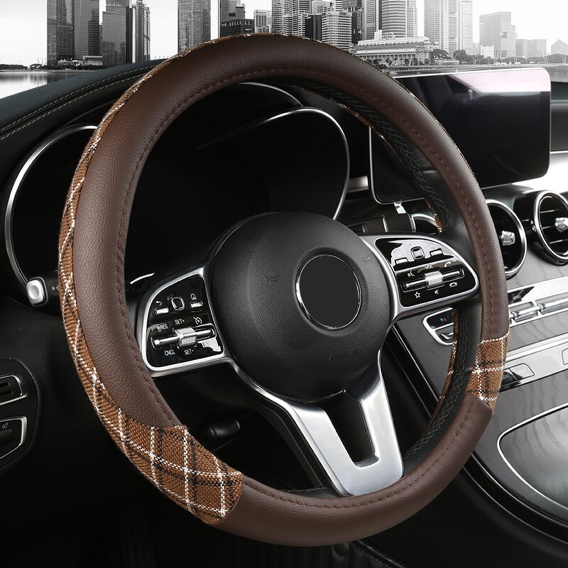 Steering Wheel Cover Manufacturer - Anti-Slip Splicing Leather Universal 38cm