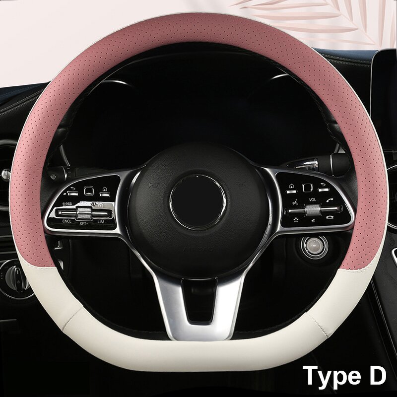Steering Wheel Cover Manufacturer - Anti-Slip Leather Universal 38cm Shape O & D