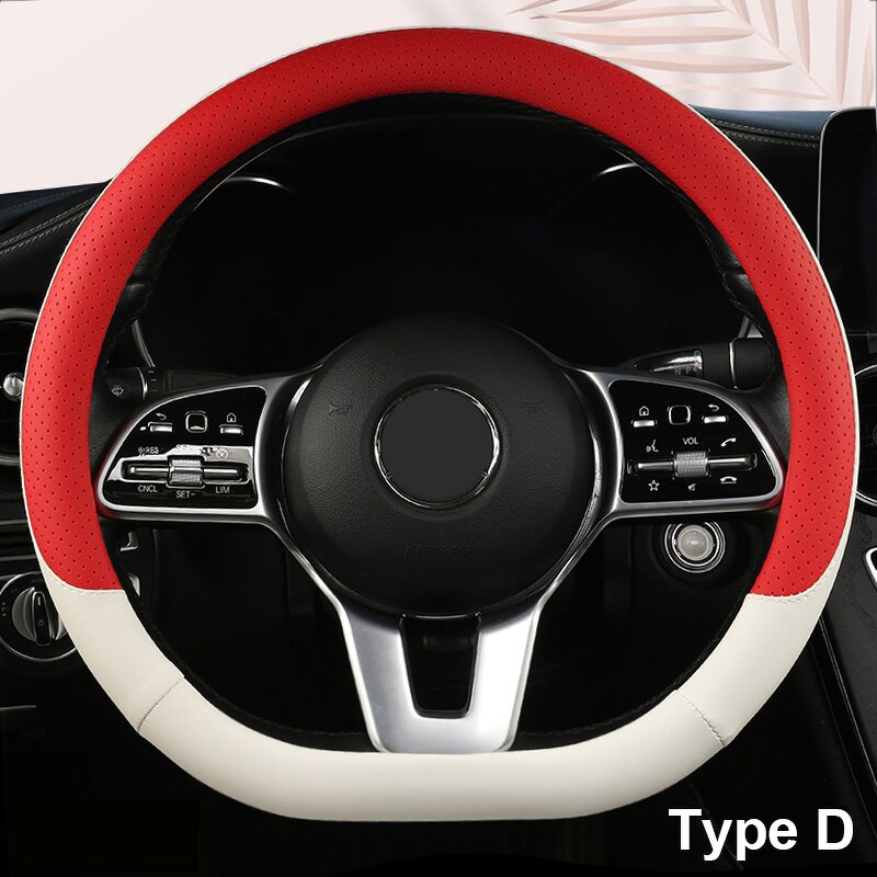 Steering Wheel Cover Manufacturer - Anti-Slip Leather Universal 38cm Shape O & D