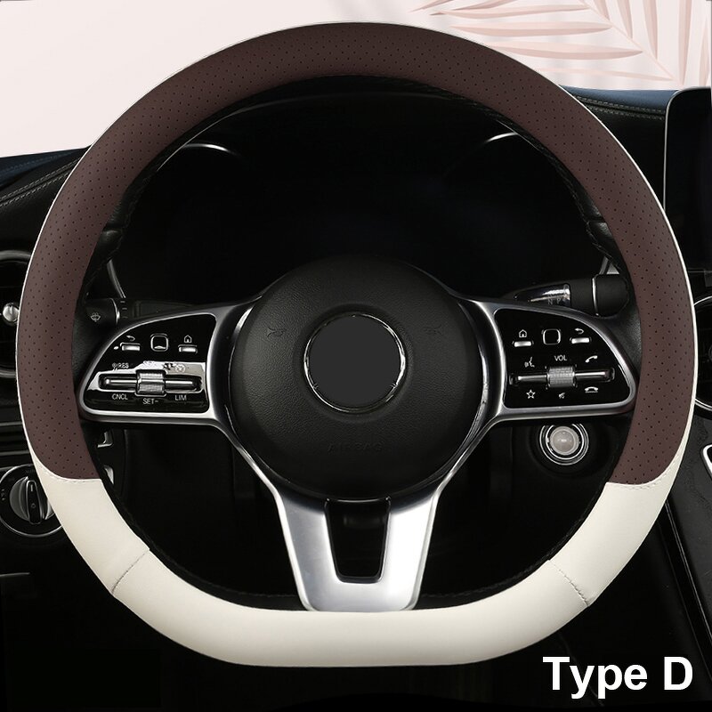 Steering Wheel Cover Manufacturer - Anti-Slip Leather Universal 38cm Shape O & D