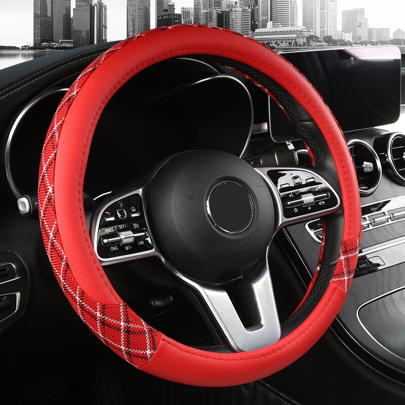 Steering Wheel Cover Manufacturer - Anti-Slip Splicing Leather Universal 38cm