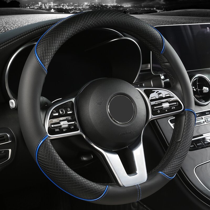 Steering Wheel Cover Manufacturer - Anti-Slip Leather Universal 38cm Shape O & D