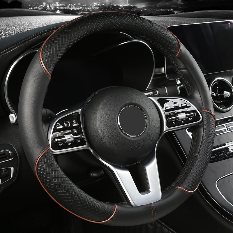 Steering Wheel Cover Manufacturer - Anti-Slip Leather Universal 38cm Shape O & D