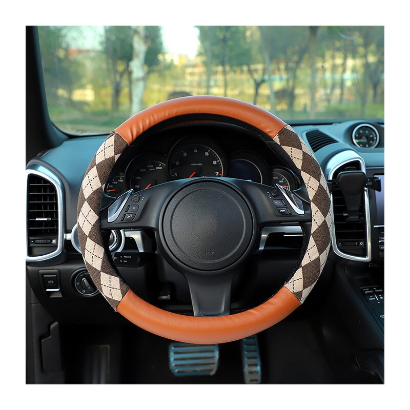 Steering Wheel Cover Manufacturer - Classic Sports Leather for Toyota Honda 38cm