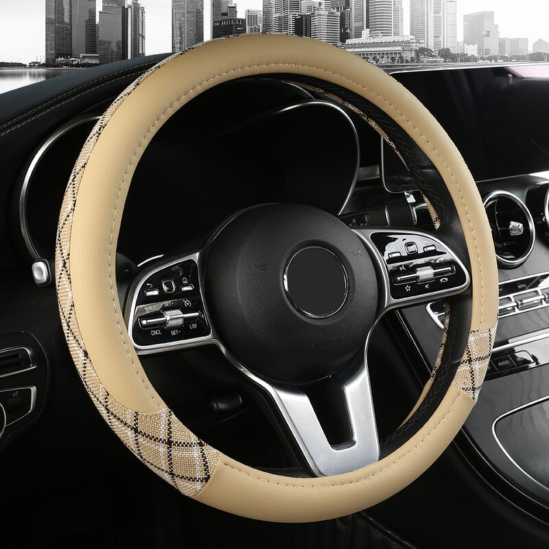 Steering Wheel Cover Manufacturer - Anti-Slip Splicing Leather Universal 38cm